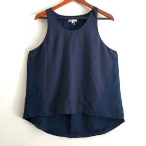 1. State Nordstrom Tank Top L Racerback Chiffon Paneled Navy Blue